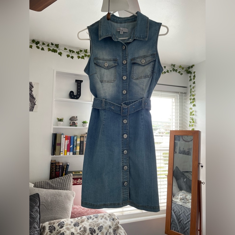 Denim Sleeveless Button-Down Dress